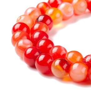 Banded agate, dyed, dark orange, round, 8 mm, 6 pcs