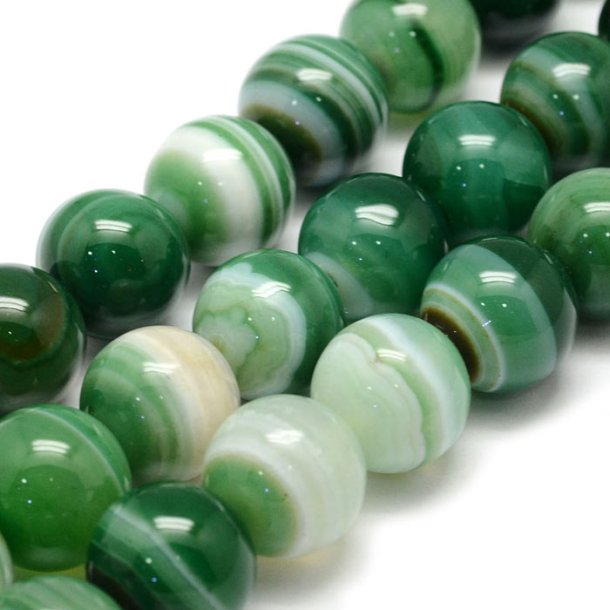 Banded agate, dyed, dark bluish green, round, 14mm. 4 pcs.