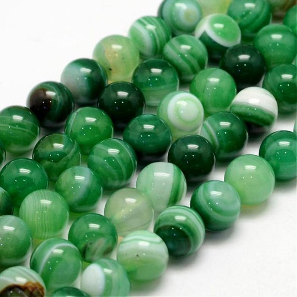 banded agate, Dyed, green, round, 8mm. 10 pcs.