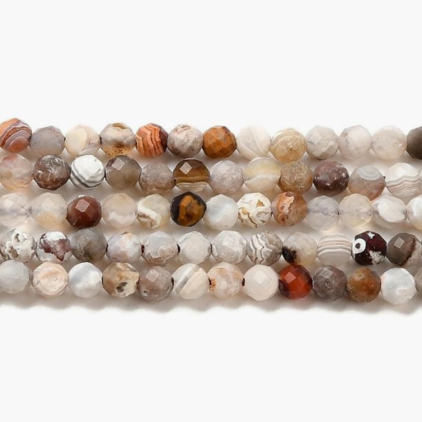 Natural banded agate, whole strand, faceted, round, 3 mm, appx. 140 pcs