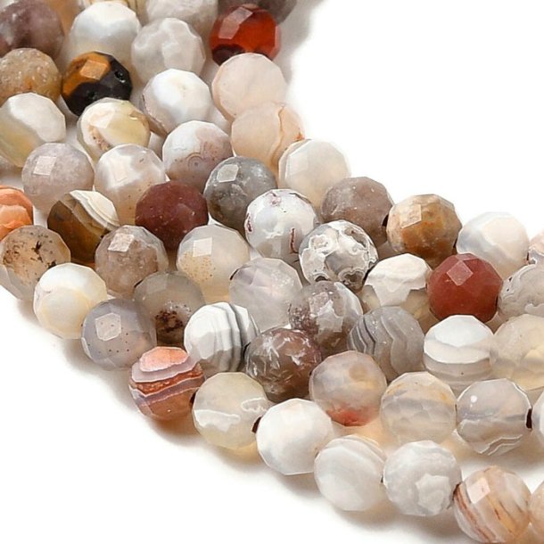 Natural banded agate, round faceted, 3 mm, 20 pieces