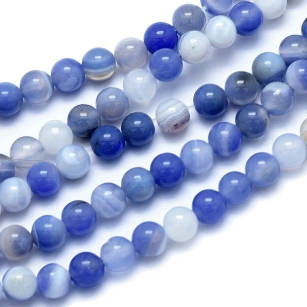 Dyed banded agate, entire strand, blue, round, 10mm. 38 pcs.