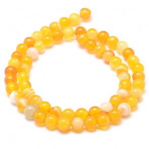 Band-Achat, gelb, ganzer Strang, runde Perle, 6 mm, ca. 60 Stk.