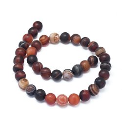 Brauner Achat, mattiert, runde Perle, 10 mm, 6 Stck