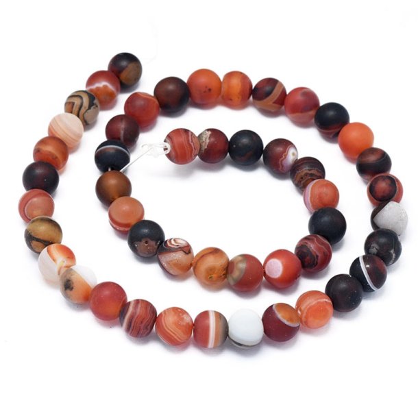 Brauner Achat, mattiert, ganzer Strang, runde Perle, 8 mm, ca. 48 Stck