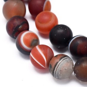 Brauner Achat, mattiert, runde Perle, 8 mm, 6 Stck