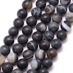 Schwarzer Achat, mattiert, runde 8 mm, Perle, 6 Stück