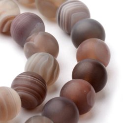 Natrlicher Botswana-Achat, rund mattiert, braun, 6 mm, 10 Stck