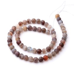 Natrlicher Botswana-Achat, rund mattiert, braun, 6 mm, 10 Stck