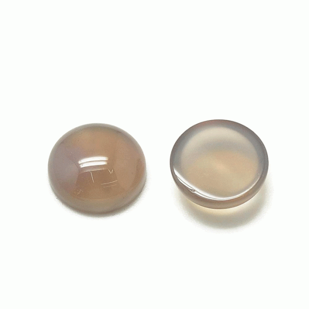 Agate cabochon (flat back), grey-brown , coloured, round, 6x3.5 mm, 2 pcs.