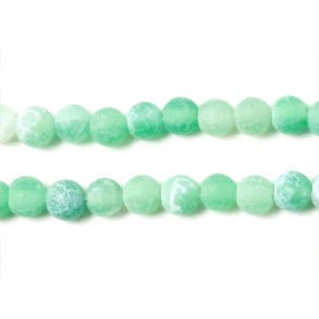 Grüner Achat, mattiert, cracked, runde Perle, 4 mm, 20 Stk.