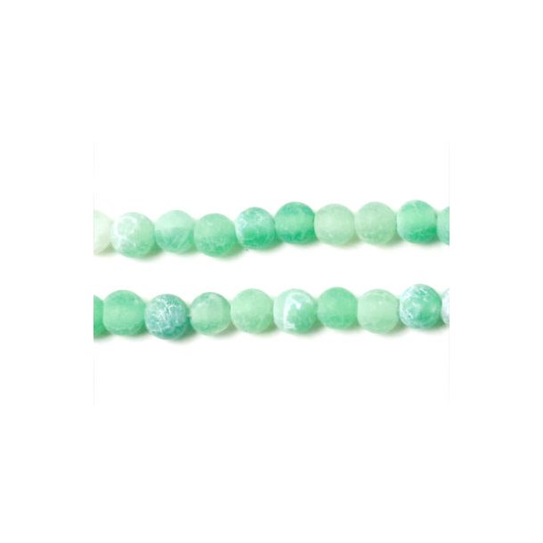 Cracked matte forest green agate bead, round, 4mm, 20pcs.