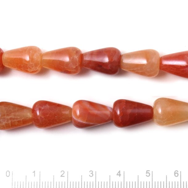 Cracked Achat, rot-braune Mischung, Tropfen, 14x9.5 mm. 4 Stk