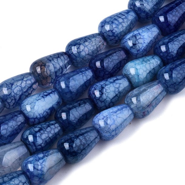 Cracked agate, blue shades, drop, 14x9.5mm, 4pcs