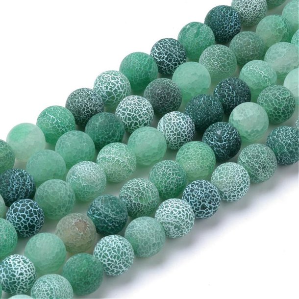 Cracked matte green agate, round, 8mm, 50pcs