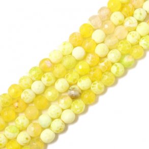 Achat, cracked, hellgelb, gefärbt, facettiert, 6 mm, 10 Stk.