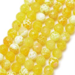 Gelblich Achat, rund, cracked, facettiert, 8 mm,&nbsp;6 Stk