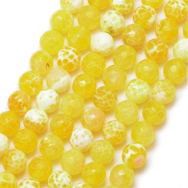Cracked yellow agate, dyed, round, faceted, 8mm, 6pcs