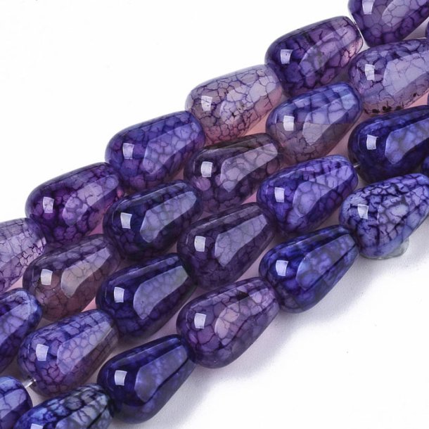 Cracked agate, purple, drop shape, 14x9.5mm, 4pcs