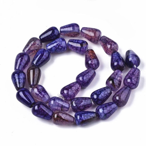 Cracked agate, full strand, purple, drop, 14x9.5mm, 28pcs
