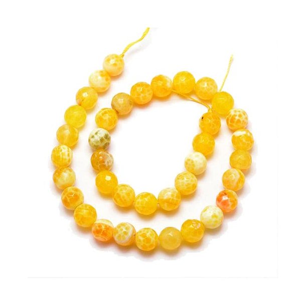 Cracked yellow agate, dyed, full strand, faceted, 10mm, 39pcs
