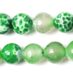 Grasgrner Achat , cracked, Strang, facettiert, 8 mm,50 Stk.