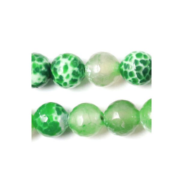 Cracked grass green agate, strand, faceted, 8mm, 50pcs.