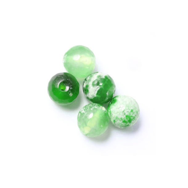 Cracked grass green agate, faceted, 6mm, 10pcs.