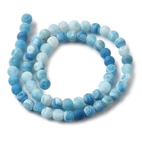 Cracked bl agat, hel streng, matteret rund perle, diameter 6 mm. ca 60 stk