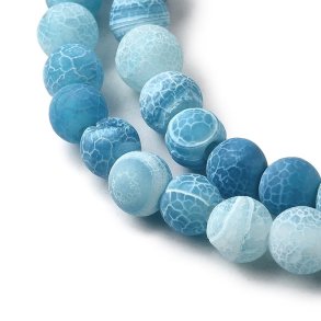 Cracked bl agat, matteret rund perle, diameter 6 mm. 10stk