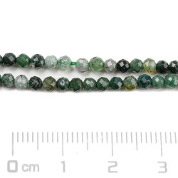 Moos-Achat, ganzer Strang, gr&uuml;nlich, runde Perle, facettiert,  ca. 3 mm, ca. 120 Stk.