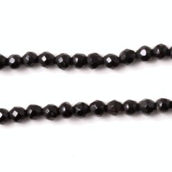 Achat, schwarz, ganzer Strang, facettiert, rund, 3x3 mm, ca. 140 Stk
