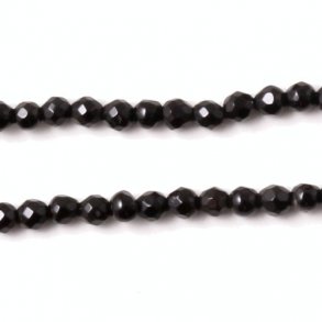 Dyed agate, black, entire strand, faceted, round, 3x3mm. 140pcs