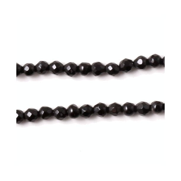Dyed agate, black, entire strand, faceted round, 2mm. 190pcs.
