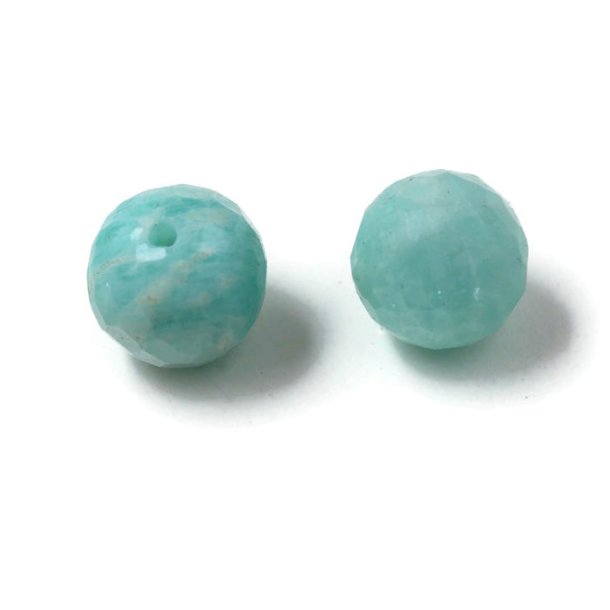 Amazonite, half-drilled, closely faceted, 6mm, 1pc