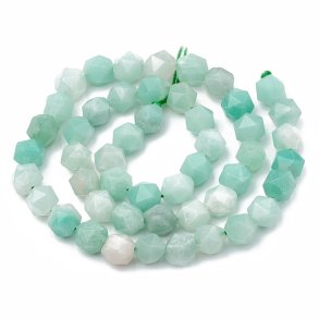 Amazonit, Ganzer strang, türkisfarben, grob facettiert, uneben, ca. 7x6 mm, 56 Stk