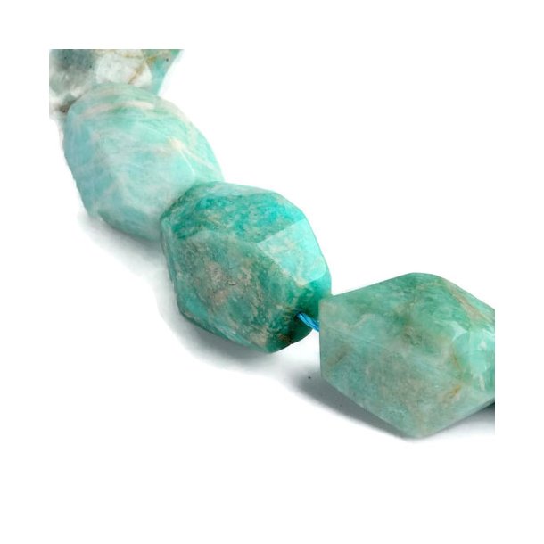 Amazonite, faceted nugget beads, 20x15x12mm, 4pcs