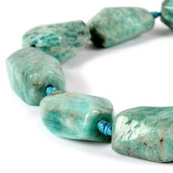 Amazonit, ganzer Strang, t&uuml;rkis, uneben poliert, Nugget, ca. 35x15x15 mm, 10 Stk