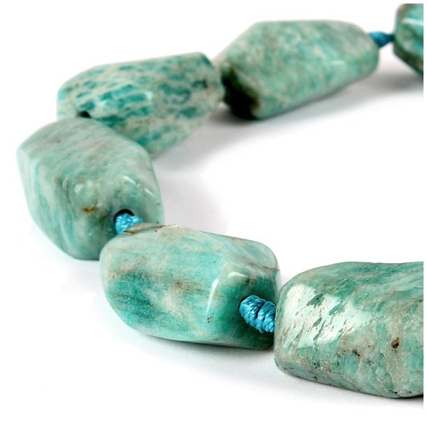 Amazonite, long polished nugget bead, 35x15x15mm, 4pcs