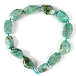 Amazonit, ganzer Strang, t&uuml;rkis, uneben poliert, Nugget, ca. 35x15x15 mm, 10 Stk