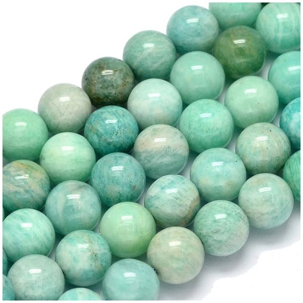 Amazonit, rund perle, lys tyrkis-grn, 8 mm, 6 stk