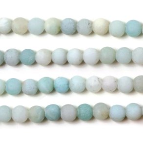 Amazonit, runde Perle, mattiert, türkis-grün, 4 mm, 20 Stk
