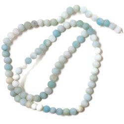 Amazonit, runde Perle, mattiert, t&uuml;rkis-gr&uuml;n, 4 mm, 20 Stk