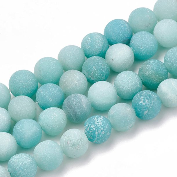 Amazonite, matte, light turquoise green color, round bead, 8mm, 6pcs