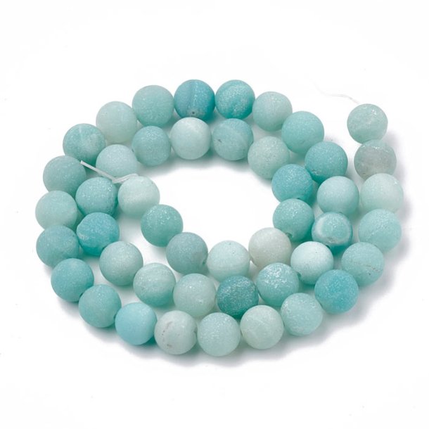 Amazonite, full strand, matte, light turquoise green color, round bead, 8mm, 47pcs