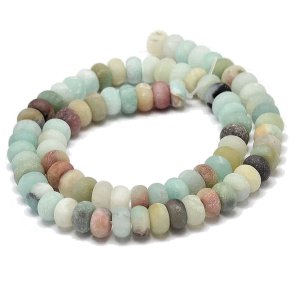 Amazonit, ganzer Strang, trkis-grnliche Farbtne, rundel, 8x5 mm, 74 Stk