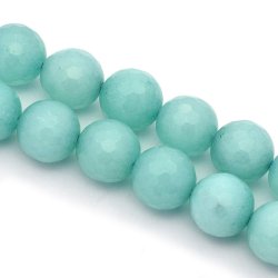 Amazonit, ganzer Strang, gefrbt, trkis, facettiert, rund, 10 mm, 39 Stk.