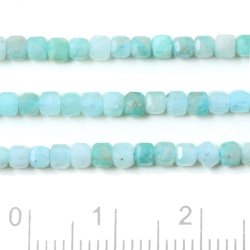 Amazonit, Trkis, kubische Perle, facettiert, 2,5x2,5 mm, 20 Stck
