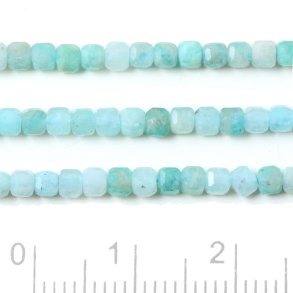 Amazonit, Trkis, kubische Perle, facettiert, 2,5x2,5 mm, 20 Stck