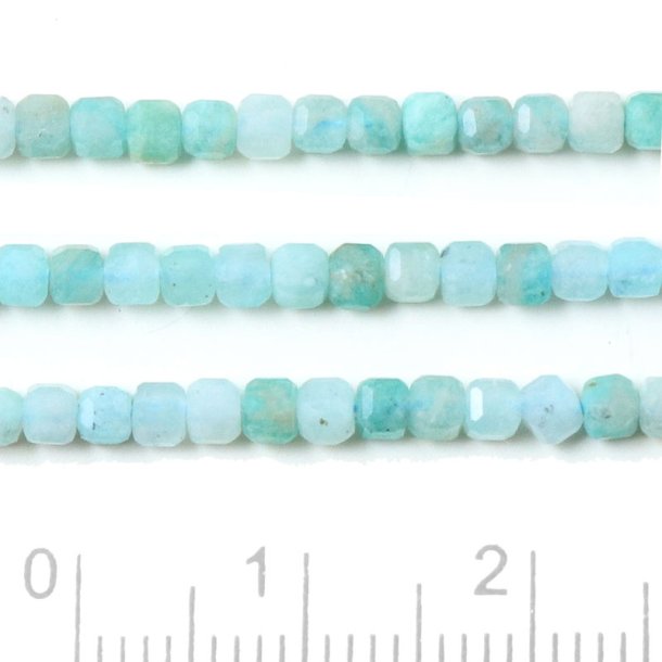 Amazonite, turquoise, cubic bead, faceted, 2.5x2.5 mm, 20 pcs